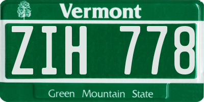 VT license plate ZIH778