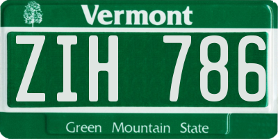 VT license plate ZIH786