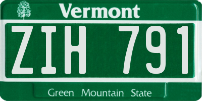 VT license plate ZIH791