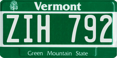 VT license plate ZIH792