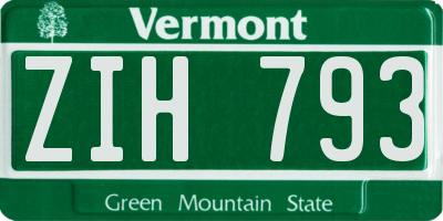 VT license plate ZIH793