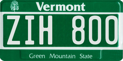 VT license plate ZIH800