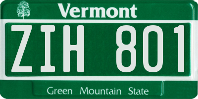 VT license plate ZIH801
