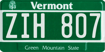 VT license plate ZIH807