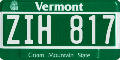 VT license plate ZIH817