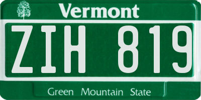 VT license plate ZIH819