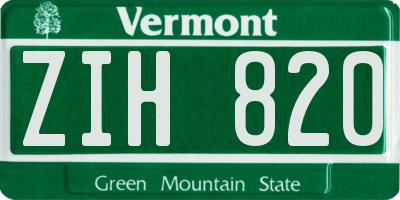 VT license plate ZIH820