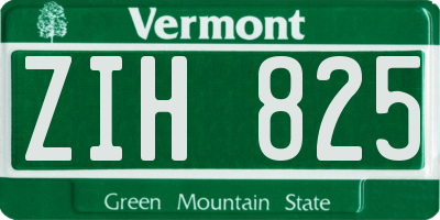 VT license plate ZIH825