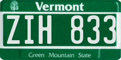 VT license plate ZIH833