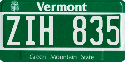 VT license plate ZIH835