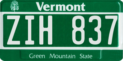 VT license plate ZIH837