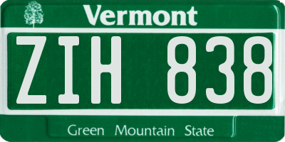 VT license plate ZIH838