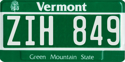 VT license plate ZIH849