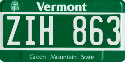 VT license plate ZIH863