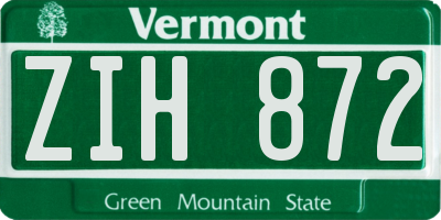 VT license plate ZIH872