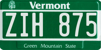 VT license plate ZIH875