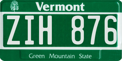 VT license plate ZIH876