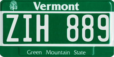 VT license plate ZIH889