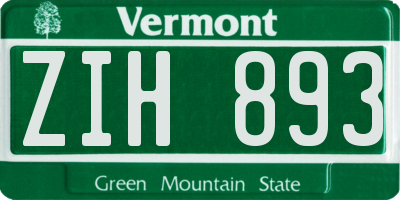 VT license plate ZIH893