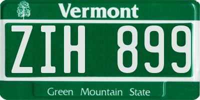 VT license plate ZIH899