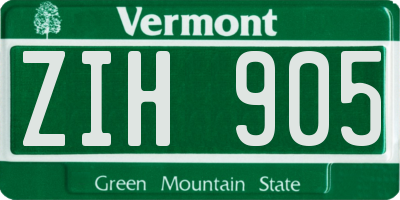 VT license plate ZIH905