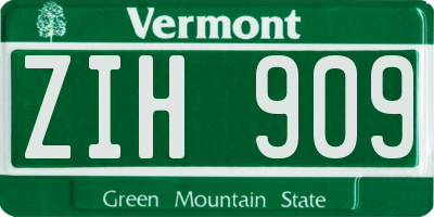 VT license plate ZIH909
