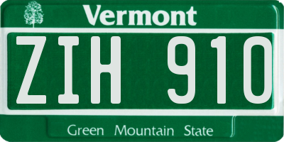 VT license plate ZIH910