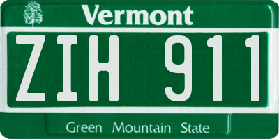 VT license plate ZIH911