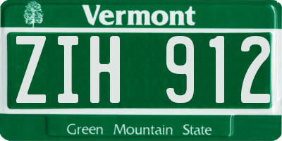 VT license plate ZIH912