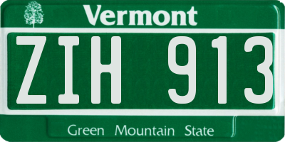 VT license plate ZIH913