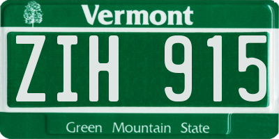 VT license plate ZIH915