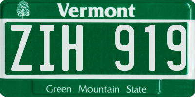 VT license plate ZIH919