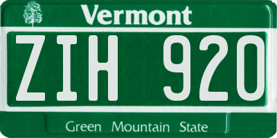 VT license plate ZIH920