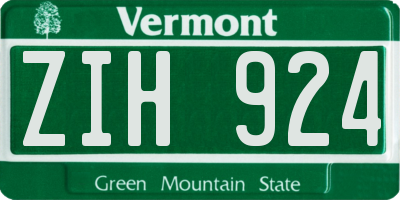 VT license plate ZIH924
