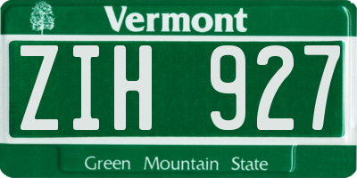 VT license plate ZIH927