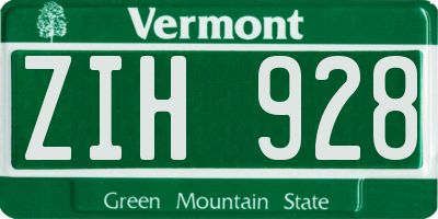 VT license plate ZIH928