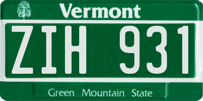 VT license plate ZIH931