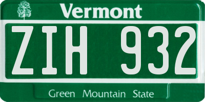 VT license plate ZIH932