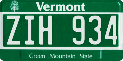 VT license plate ZIH934