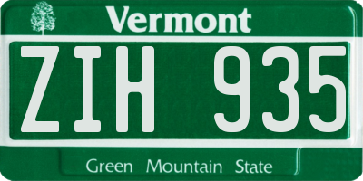 VT license plate ZIH935