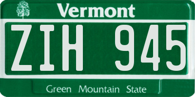 VT license plate ZIH945