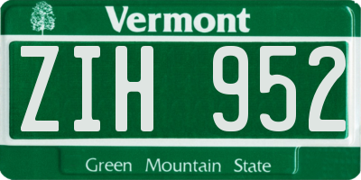 VT license plate ZIH952
