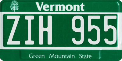 VT license plate ZIH955
