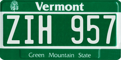 VT license plate ZIH957