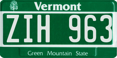 VT license plate ZIH963
