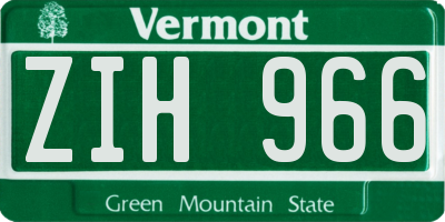 VT license plate ZIH966