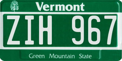 VT license plate ZIH967