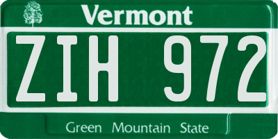 VT license plate ZIH972