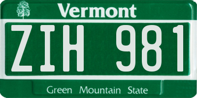 VT license plate ZIH981