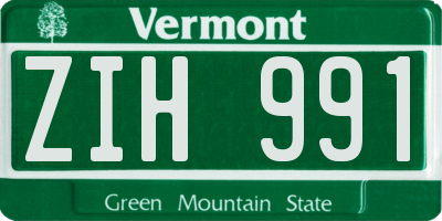 VT license plate ZIH991